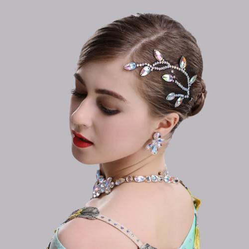 Rhinestones bling dance competition headdress for women girls waltz tango ballroom hair accessories headdress